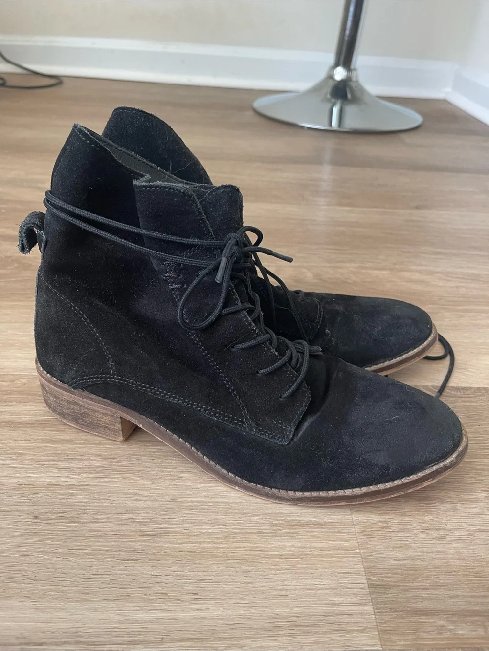 Black Suede Lace-Up Women’s Ankle Boots